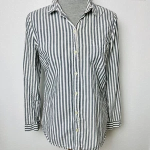 Camicetta donna Old Navy media con bottoni a righe grigio bianco carriera leggera - Foto 1 di 4
