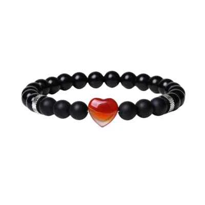 Women Healing Heart Bracelets 8MM  Black Onyx Protection Release Anixiety - Image 1 of 4