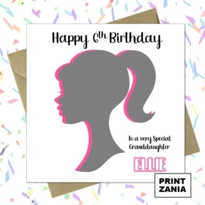 Personalised Barbie Girls Birthday Card ANY AGE Daughter Granddaughter Niece EAC - Picture 1 of 6