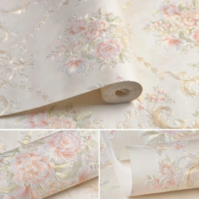 300x53cm Self Adhesive Floral Embossed Wallpaper Textured DIY Wall Sticker Home - Image 1 of 4