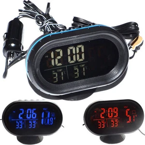 Doble Pantalla LED Digital Reloj Coche Termómetro Temperatura Voltímetro DC12/24V - Imagen 1 de 12