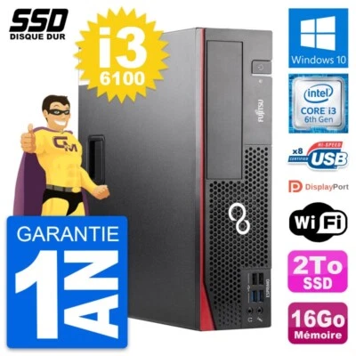 PC Fujitsu Esprimo D556 DT Intel Core i3-6100 RAM 16Go SSD 2To Windows 10 Wifi - Imagen 1 de 4