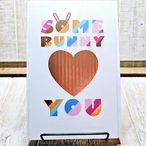Amerikanische Grüße Osterkarte 6x8 Some Bunny Love You rosa Streifen gold - Bild 1 von 8