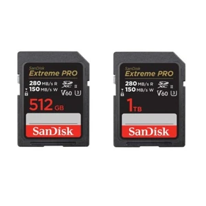 New Sandisk Extreme PRO 512GB 1TB SDXC SD Card UHS-II Class 10 V60 U3 280MB/s - Photo 1 sur 6