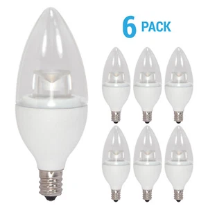 6 Pack Satco S8951 LED 4.5W 40W Candelabra E12 B11 Clear 120V 2700K Warm White - Picture 1 of 4