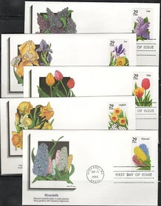 US Scott #2760 - 2764 "Garden Flowers" Set of 5 FDCs. - Picture 1 of 1