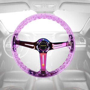 6-Holes 350mm Deep Dish MOMO Purple Crystal Bubble Steering Wheel Neo Spoke