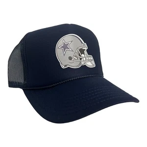 NUEVO CASCO DALLAS VAQUEROS LOGOTIPO AZUL MARINO SOMBRERO 5 PANELES CORONA ALTA CAMIONERO SNAPBACK - Imagen 1 de 4