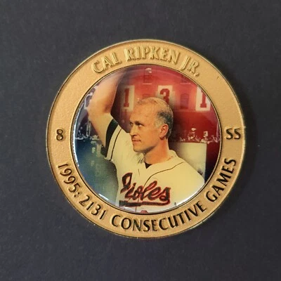 Cal Ripken Jr. 1995: 2131 Juegos Consecutivos Medallón Baltimore Orioles Salón de la fama Foto 1 de 4