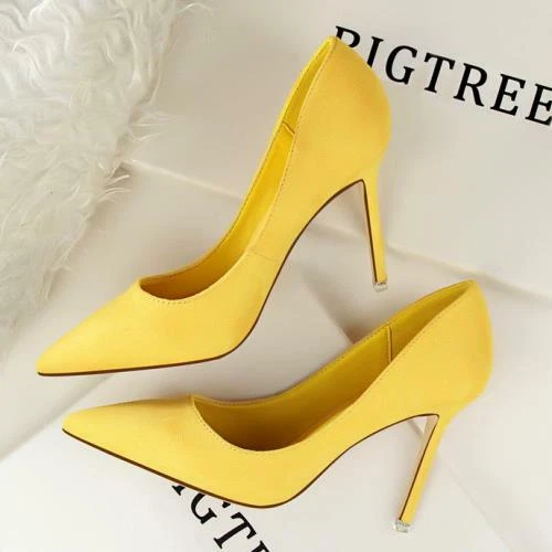 Sexy Women's Pointed Toe Slip On Shoes Faux Suede Slim High Heels Ol Pumps Party - Image 1 of 4