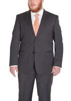 $275 Frenzi Uomo Solid Black Classic Fit Three Piece Three Button Suit