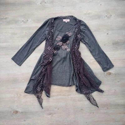 Top de hadas gótico con lentejuelas envejecidas florales Y2K Foto 1 de 4