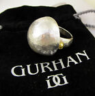 Estate Huge Gurhan Hammered Sterling Silver 24K Yellow Gold Size 8 Dome Ring