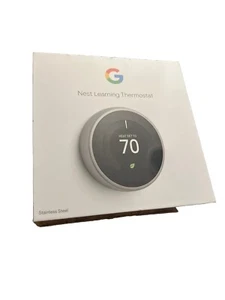 NEW! Google Nest Learning Thermostat 3rd Generation T3007ES Stainless Steel - Picture 1 of 6