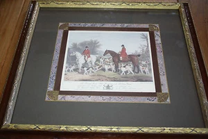VINTAGE EQUESTRIAN HUNT SCENE PRINT BEAUTIFULLY FRAMED UNDER GLASS - Picture 1 of 5