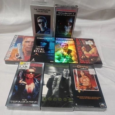 Arnold Schwarzenegger VHS Movie Lot (x9) 5 New /Sealed Terminator Conan Raw Deal - Image 1 of 4