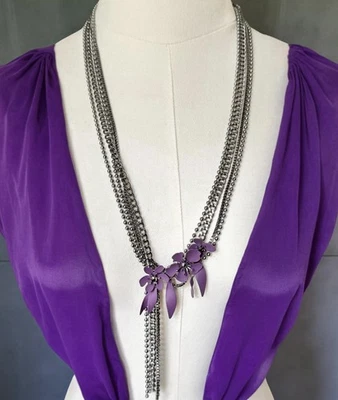 Collar de cadena floral en capas Simply Vera Vera Wang, tono plata, nuevo con etiquetas Foto 1 de 4