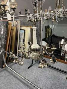 4 Arm Chandelier W60cm H100cm Italian Large Heavy Rare Design - Picture 1 of 11