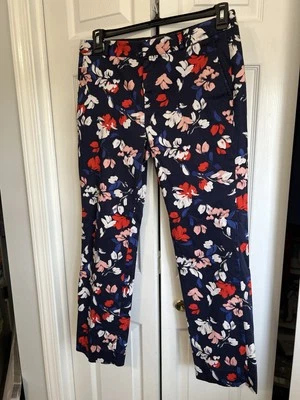 Banana Republic Reegan Size 10 Multi Colored Floral Pants Pockets Straight Leg - Image 1 of 4