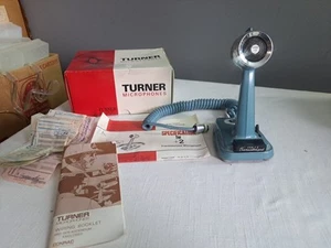 Vintage Turner SSB + 2 Microphone Blue With Box And Paper Work ,purchase Receipt - Photo 1/18