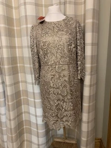 Monsoon Metallic Gold Lace Dress 16 - Picture 1 of 8