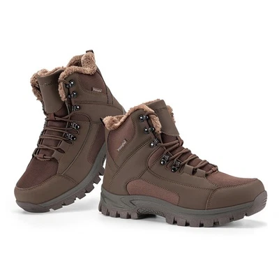 Botas de inverno masculinas isoladas neve pele quente forrada botas de neve antiderrapantes sapatos externos - Imagem 1 de 4