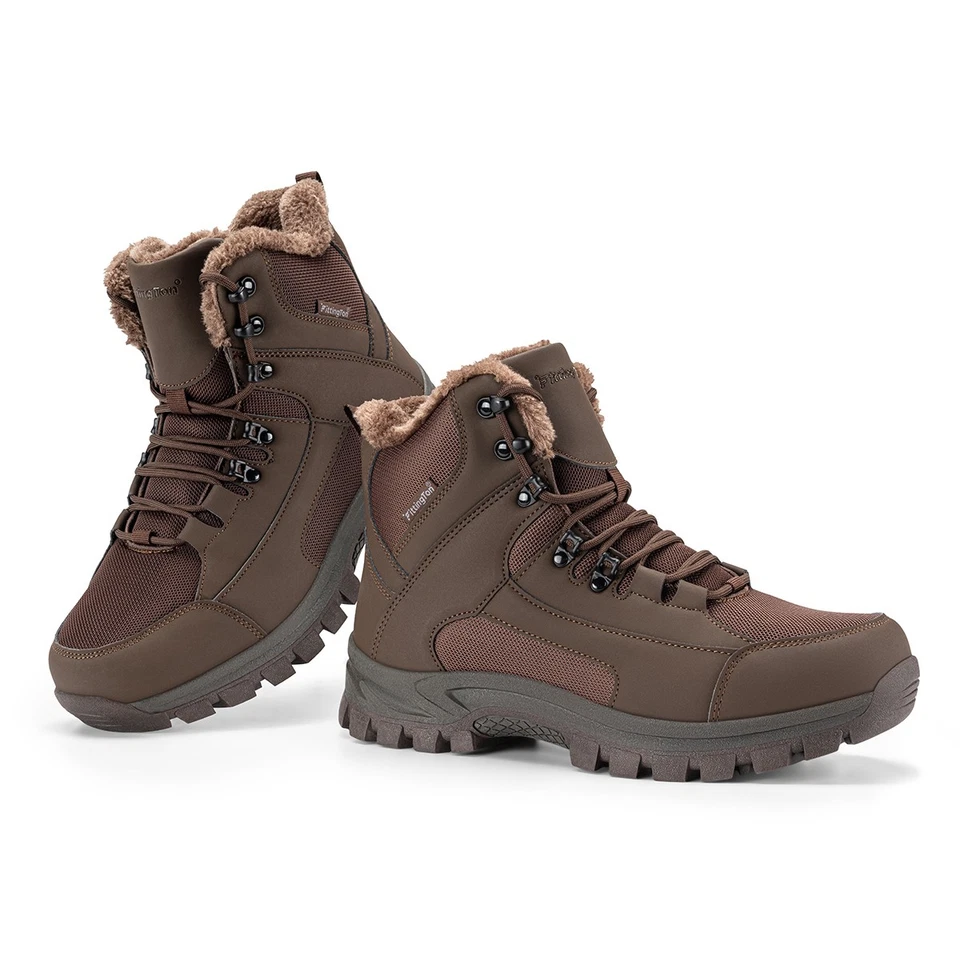 Hombres Botas de Invierno Aisladas Nieve Cálidas Forradas de Piel Botas de Nieve Antideslizantes Zapatos al Aire Libre Foto 1 de 4