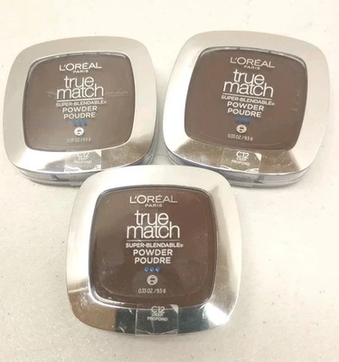 New Lot Of 3 L’OREAL Paris True Match Super-Blendable Powder C12 Deep Profond  - Image 1 of 2