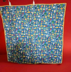 Handmade Patchwork Baby Quilt – Alphabet & Animals Educational Print – 46” x 45” - Picture 1 of 13
