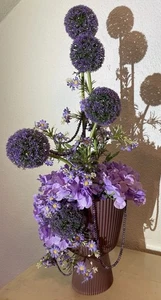 Blumengesteck Kunstblumen Tischgesteck - Hortensien-Allium-Perlen-pvc Topf - Bild 1 von 23
