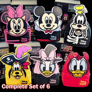 Disney Loungefly Halloween Mini-Backpack Bag Charm 4" Complete Set of 6 - Picture 1 of 13