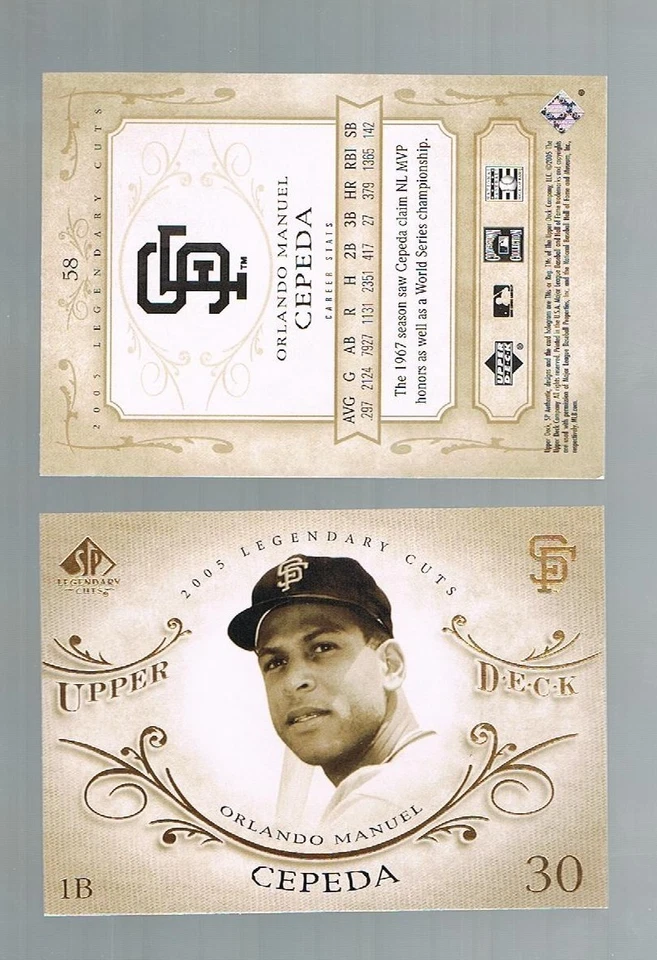 2005 Upper Deck UD SP Legendary Cuts ORLANDO CEPEDA #58 GIANTS HOF Legend - Image 1 of 1