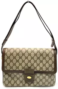 Auth Gucci GG Supreme PVC Leather Gray Shoulder Bag NS031338 - Picture 1 of 16