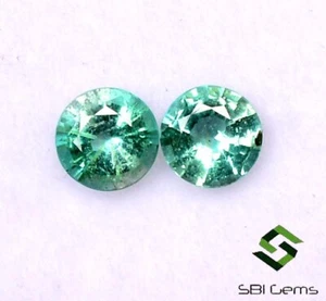 Par de piedras preciosas sin tratar de esmeralda natural certificadas de corte redondo de 4,75 mm 0,76 quilates - Imagen 1 de 5