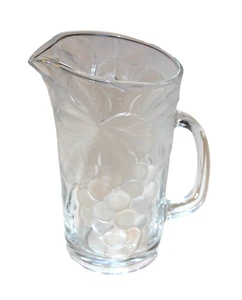 Rare Vintage Pressed Glass Pitcher Grapevine 7 1/2" Tall - Picture 1 of 6