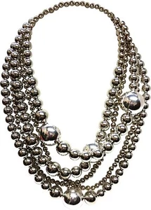 COLLAR DE CUENTAS DE PLATA MÚLTIPLE KENNETH JAY LANE, 5 FILAS, 18"" -20"" pulgadas - Imagen 1 de 4