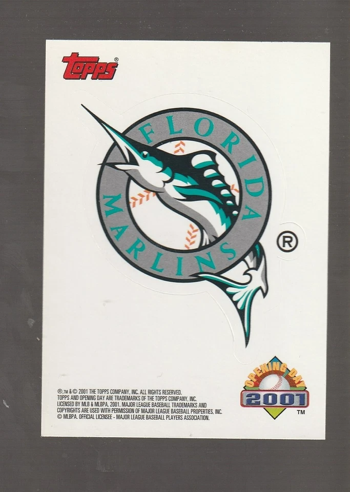2001 Topps Opening Day Miami Marlins insert team sticker - Image 1 of 1