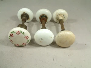 Antique White Porcelain Door Knobs lot of 6 with Rods, LOOK! - Picture 1 of 9