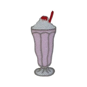 Strawberry Milkshake Iron on Patch Pink Berry Kids Drink Straw 7.7×3×0.1cm(0.7g) - Picture 1 of 2