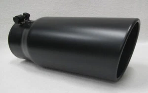 FORD POWERSTROKE FLAT BLACK DIESEL EXHAUST TIP, 4" INLET 5" OUTLET 12" LONG - Picture 1 of 5