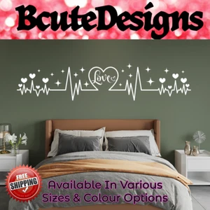 SCHLAFZIMMER HERZSCHLAG SILHOUETTE WAND VINYL AUFKLEBER TRANSFER AUFKLEBER ART DECO STERNE - Bild 1 von 4