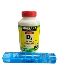 Kirkland Extra Strength D3 50 mcg (2000iu) 600 Softgels With One pill Planner - Picture 1 of 2