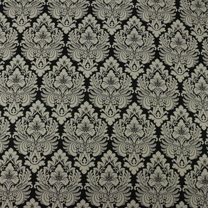 WAVERLY DUCHESS DAMASK ONYX BLACK 100% COTTON MULTIPURPOSE FABRIC BY YARD 54"W - Picture 1 of 6