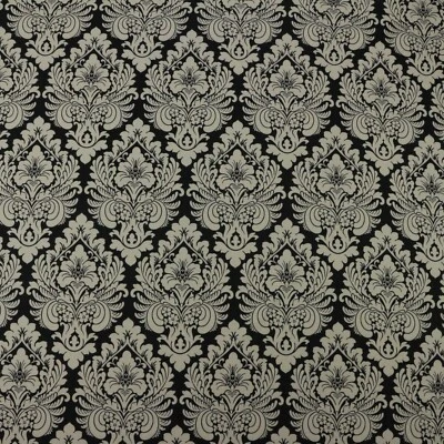 WAVERLY DUCHESS DAMASK ONYX BLACK 100% COTTON MULTIPURPOSE FABRIC BY YARD 54"W - Image 1 of 4