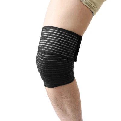 Black Hook Loop Closure Knee Support Wrap Bandage Sport Guard Brace Strap - Image 1 of 4