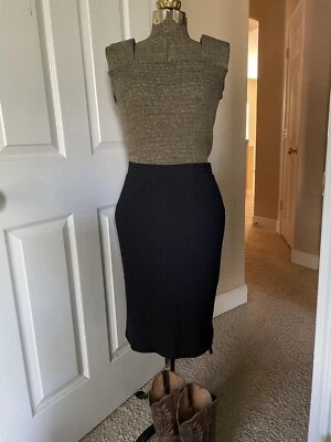 Apt 9 Mujer’s Negro Acanalado Tejido Midi Falda Lápiz Elástica Carrera Ropa de Trabajo Talla M Foto 1 de 4