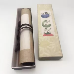 Miki Yuuseki Asian Hanging Scroll Washi Box White Purple Orange Decorative - Picture 1 of 4