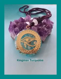 EYE Of HORUS Pendant, ORGONE Turquoise PENDANT With Eye of Ra, EYE OF HORUS - Picture 1 of 5