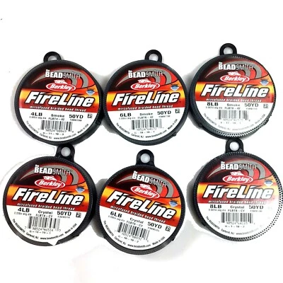 Cordón de hilo de rebordear FireLine 4 lb 6 lb 8 lb cristal humo 50 yardas joyería Foto 1 de 4