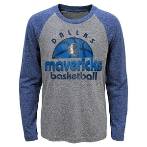 Outerstuff NBA Youth Boys Dallas Mavericks Retro Baller Long Sleeve Raglan Tee - Picture 1 of 2